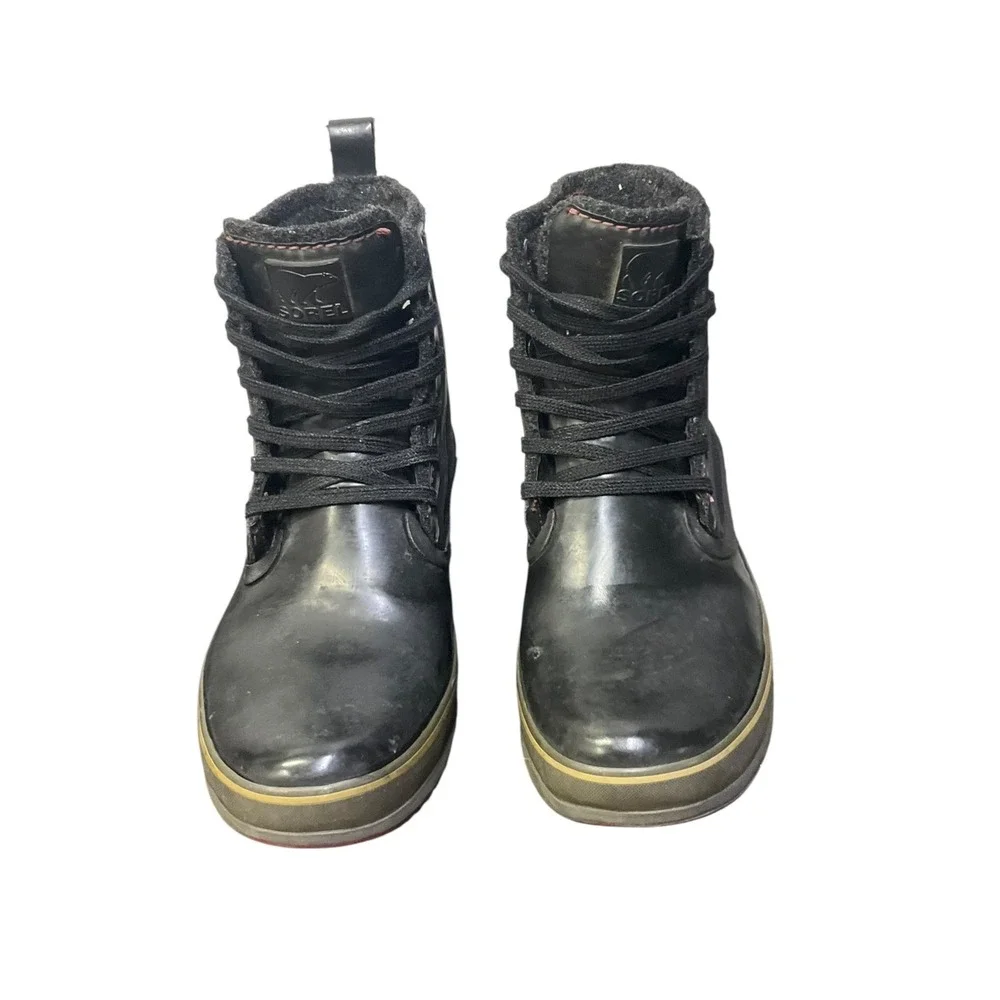 Sorel Mens NM1636-010 Black Natural Rubber Wool Lined Rain Snow Boots Size‎ 9.5